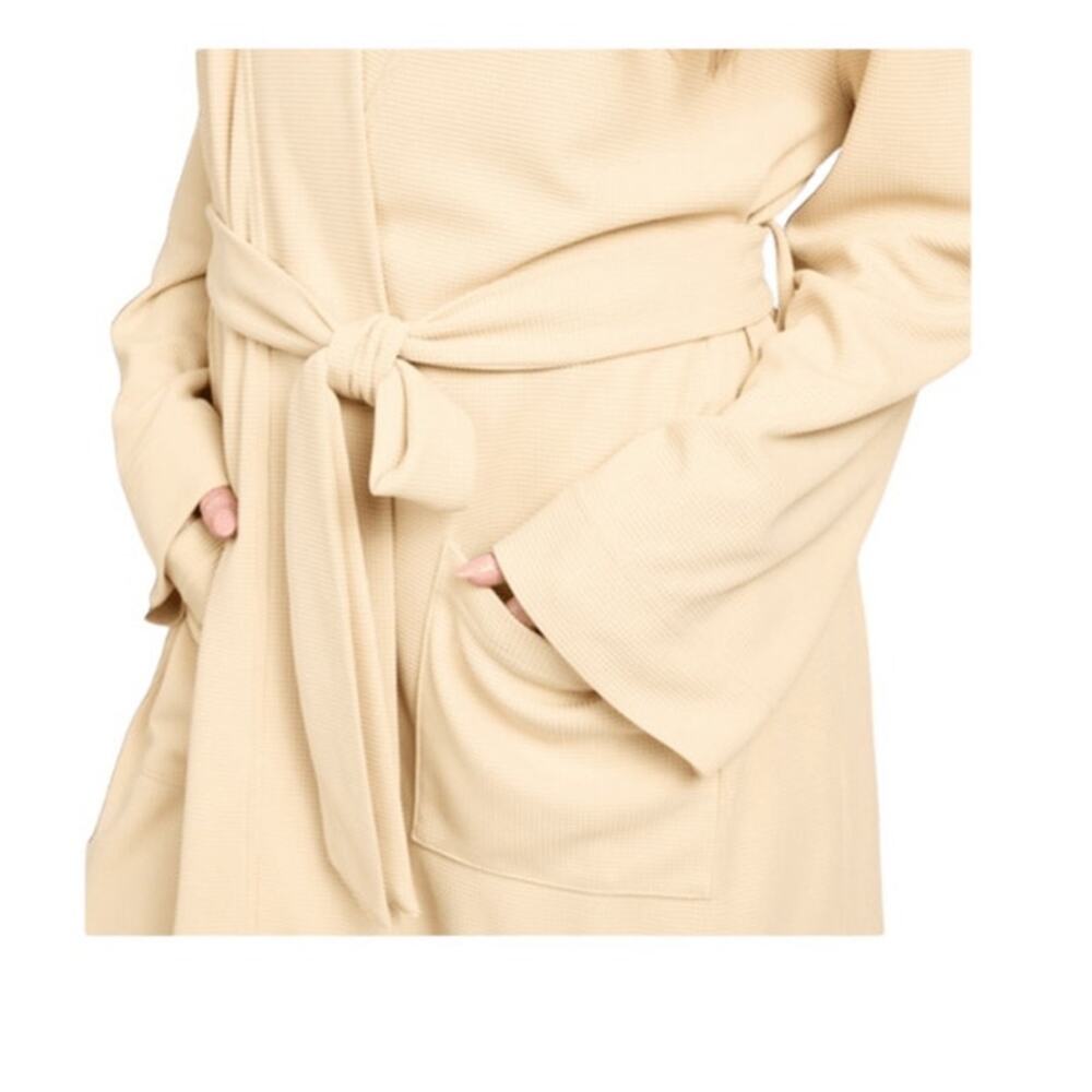 Line and Dot Waffle Knit Robe With Pockets and Self Tie Belt Size L/XL NEW - Picture 3 of 8